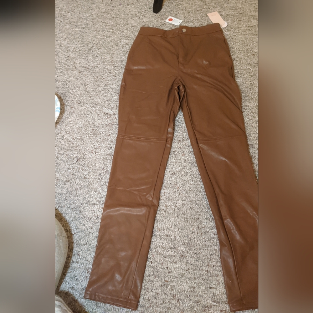 Brown leather like Pants-legging
